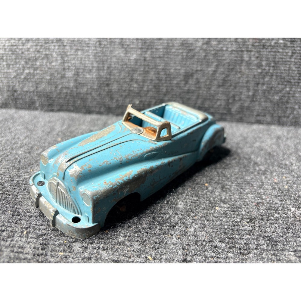 Vintage Hubley Kiddie Toy 458 Diecast Convertible Car Blue Made in USA 1950s